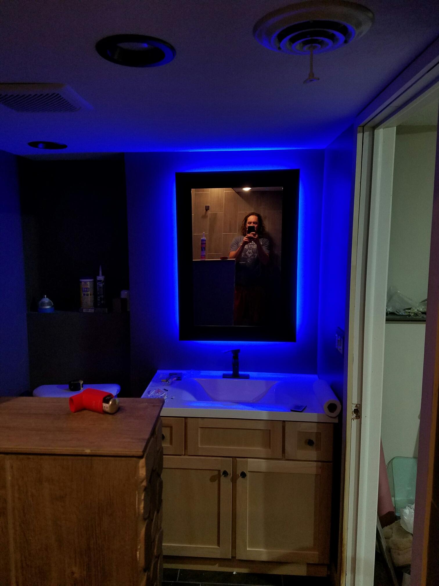 Bathroom Remodel DIY Backlit Mirror Leah and Joe Home DIY